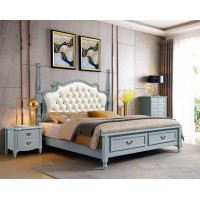 潤潼新美式家具1855#大床（米白）