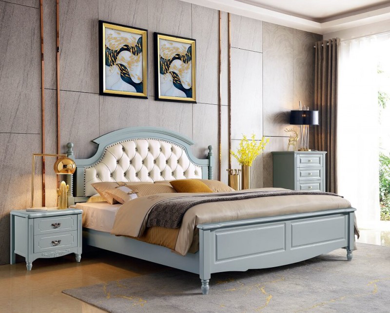 潤潼新美式家具1851#大床（米白）