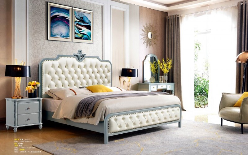 潤潼新美式家具9018#大床（米白）