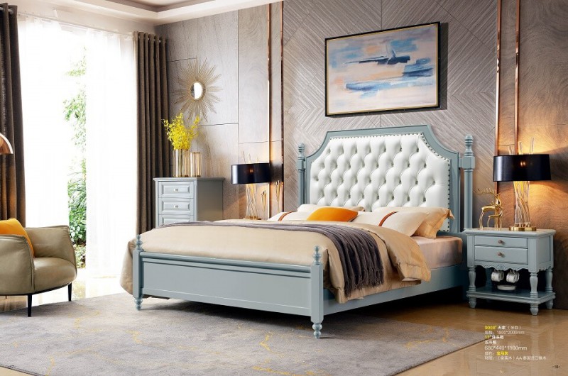 潤潼新美式家具9008#大床（米白）