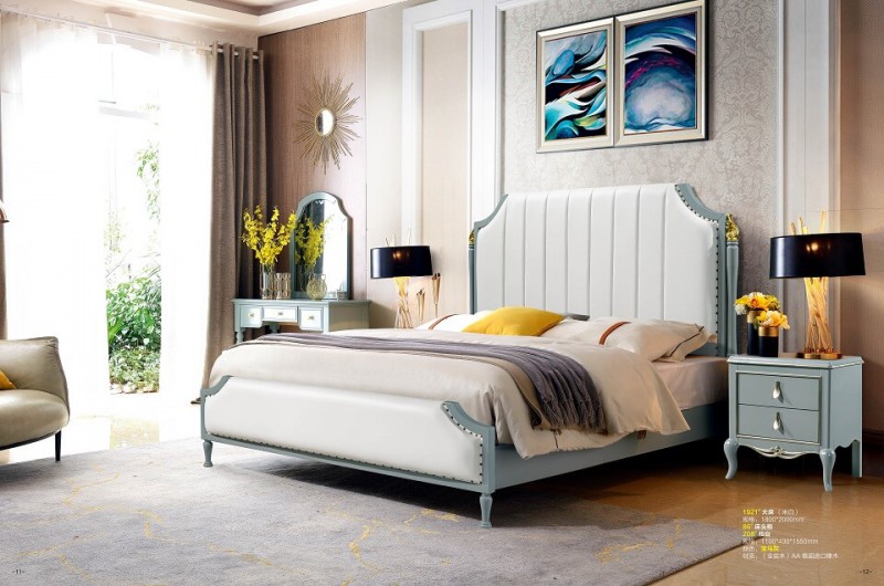 潤潼新美式家具1921#大床（米白）