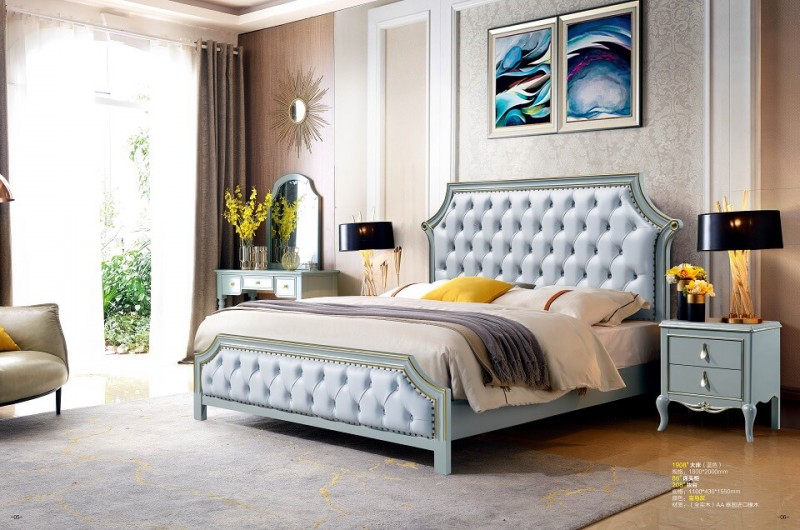 潤潼新美式家具1908#大床（藍色）