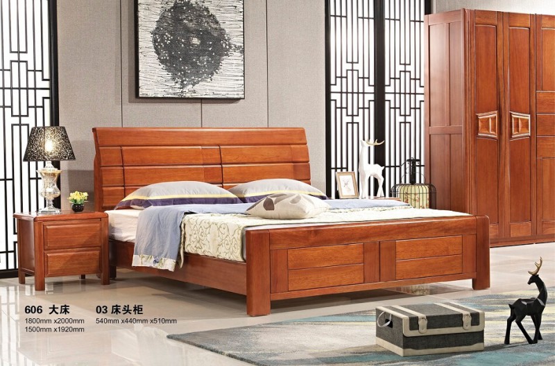 華民盛新中式海棠木大床606