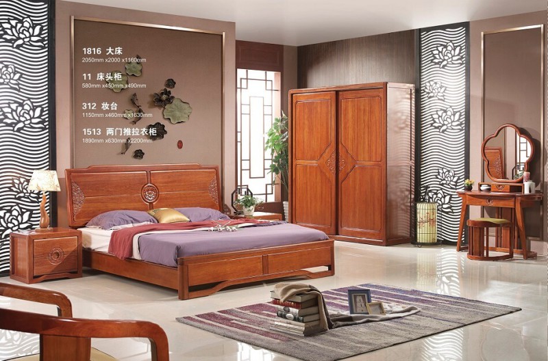 華民盛新中式海棠木大床1816