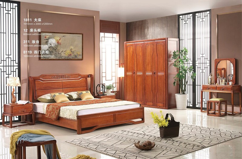 華民盛新中式海棠木大床1811