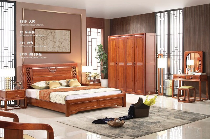 華民盛新中式海棠木大床1815