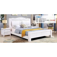 俊豐家具：橡木床中國(guó)結(jié)#（亮光白描銀）