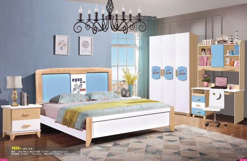 富利雅青少年北歐實木套房2825#（原木+天藍）