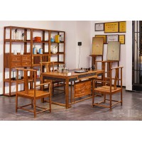 詩意東方新中式紅木：巧奪天工書架、茶臺