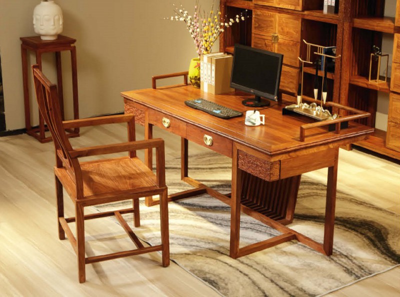 詩意東方新中式紅木：平步青云書桌