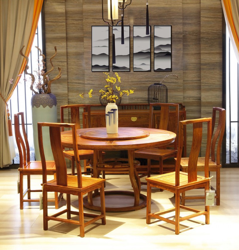 詩意東方新中式紅木：和天下圓餐臺