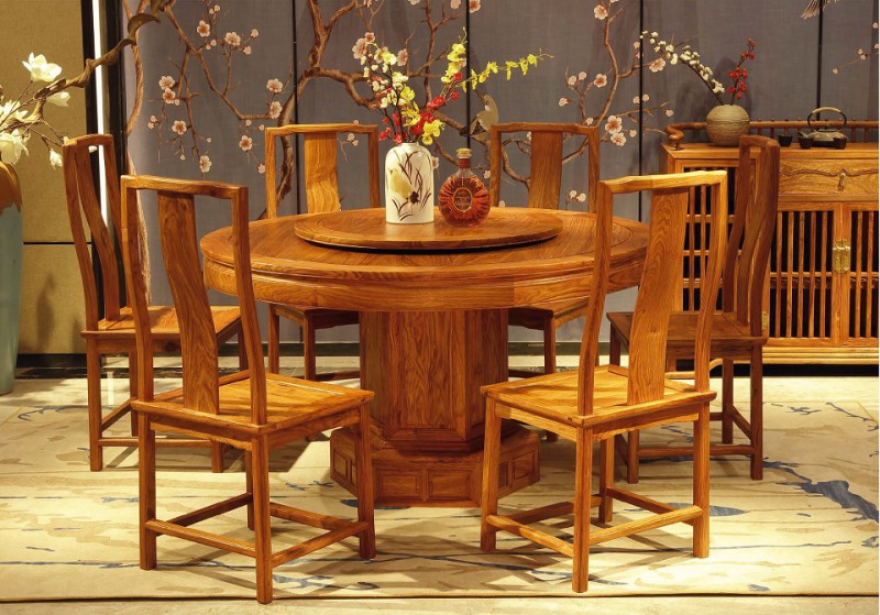 詩意東方新中式紅木：醉君歌圓餐臺圖2