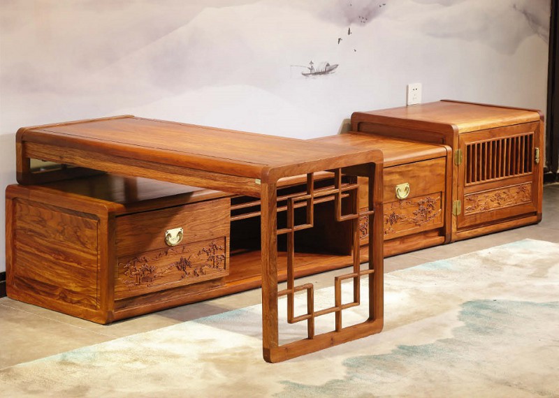 詩意東方新中式紅木：出神入化伸縮組合地柜圖2