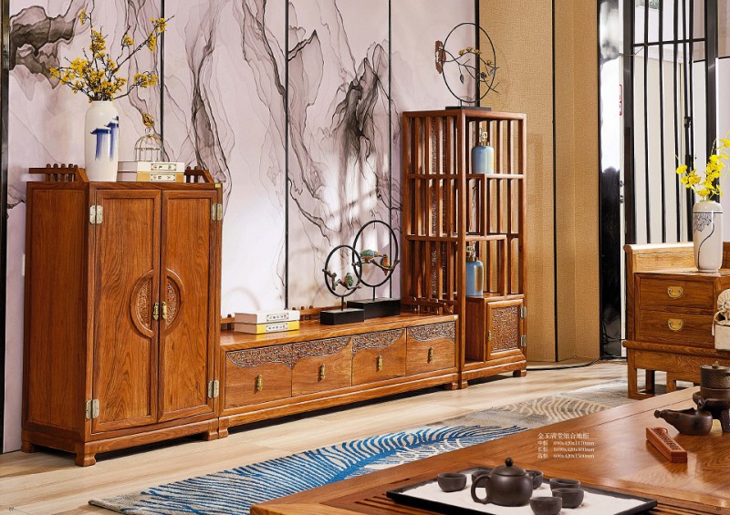 詩(shī)意東方新中式紅木：金玉滿(mǎn)堂組合地柜