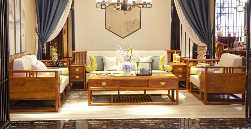 詩意東方新中式紅木：富貴江南沙發(fā)1+2+3