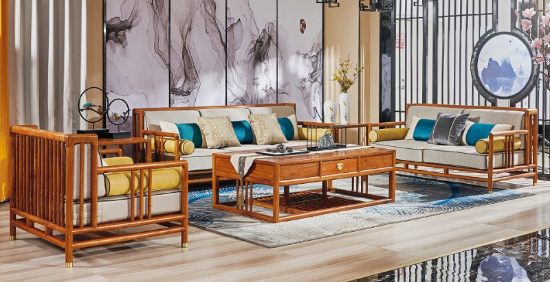 詩意東方新中式紅木：荷塘月色沙發1+2+3