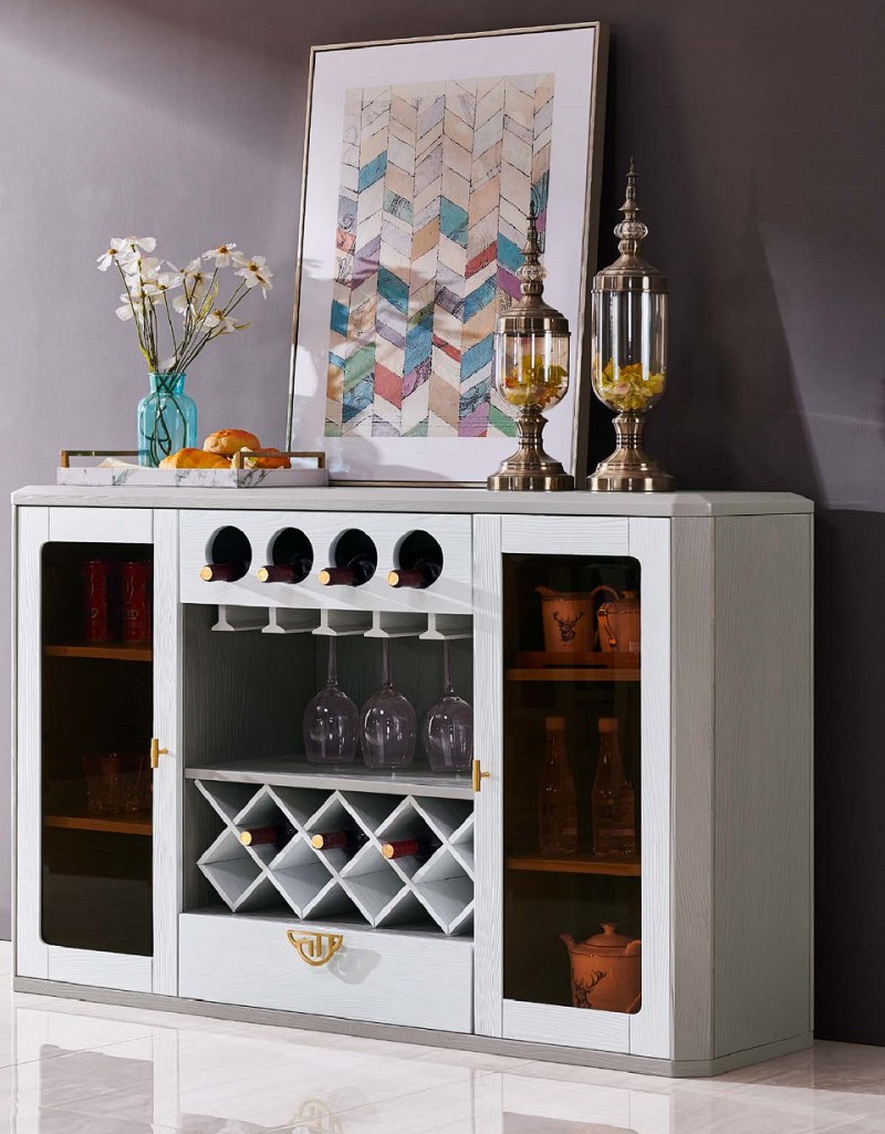 致青春現代輕奢實木系列9892#餐邊柜（A色 灰+白）