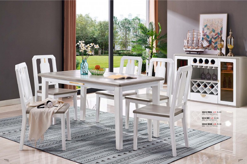 致青春現(xiàn)代輕奢實(shí)木系列9861#西餐臺(tái)（A色 灰+白）