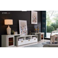 采木園致青春現代輕奢實木系列9881#伸縮電視柜（A色 灰+白）