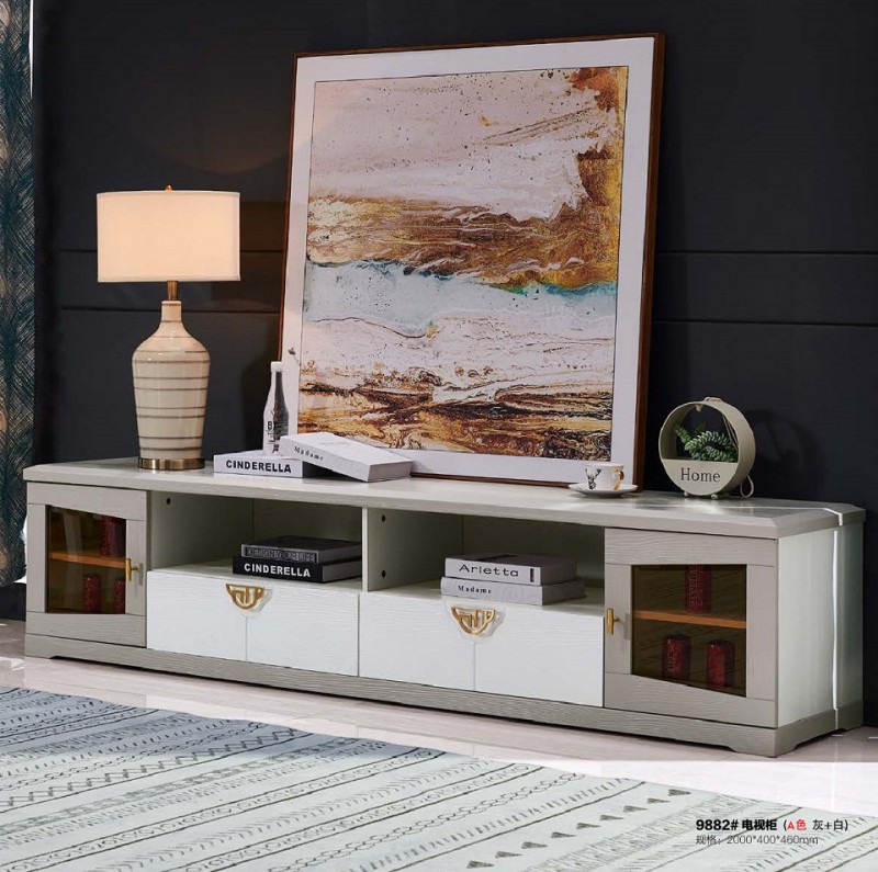致青春現代輕奢實木系列9882#電視柜（A色 灰+白）