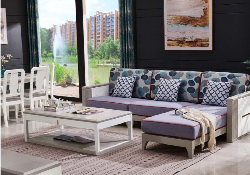 致青春現(xiàn)代輕奢實(shí)木系列9852#轉(zhuǎn)角沙發(fā)（A色 灰+白）2