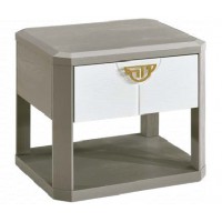 采木圓致青春現代輕奢實木系列801#床頭柜（A色 灰+白）