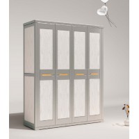 采木園致青春現(xiàn)代輕奢實(shí)木系列9835#四門衣柜（A色 灰+白）