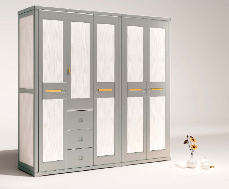 致青春現(xiàn)代輕奢實木系列9832#兩門衣柜（A色 灰+白）、9833#三門衣柜（A色 灰+白）
