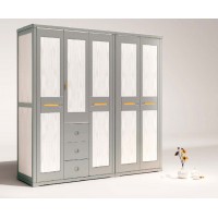 采木園致青春現(xiàn)代輕奢實(shí)木系列9832#兩門衣柜（A色 灰+白）、9833#三門衣柜（A色 灰+白）