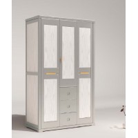 采木園致青春現(xiàn)代輕奢實(shí)木系列9833#三門衣柜（A色 灰+白）