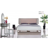 采木園致青春現代輕奢實木系列9813#床（A色 灰+棕）