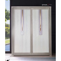 采木園致青春現(xiàn)代輕奢實(shí)木系列9838#趟門衣柜（A色 灰+白）