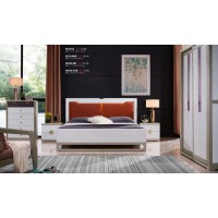 采木園致青春現代輕奢實木系列9812#床（A色 白+橘）