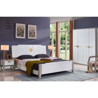 采木圓致青春現代輕奢實木系列9805#床（A色 白+灰）