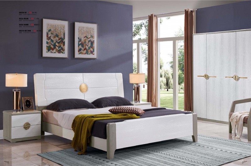 致青春現(xiàn)代輕奢實(shí)木系列9809#床（A色 白+灰）