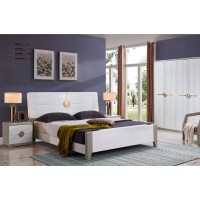 采木園致青春現代輕奢實木系列9809#床（A色 白+灰）