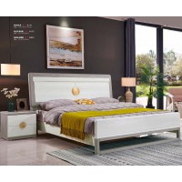 采木園致青春現代輕奢實木系列9810#床（A色 白+灰）