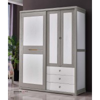 采木園致青春現(xiàn)代輕奢實(shí)木系列9836#趟門衣柜（A色 白+灰）