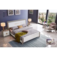 采木園致青春現代輕奢實木系列9801#床（A色 灰+白）