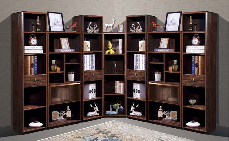 烏金木轉角書架#