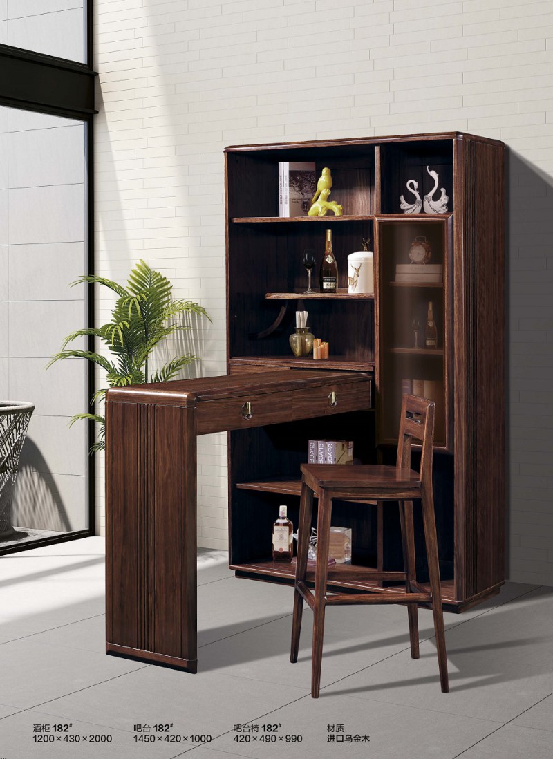 烏金木酒柜182#、吧臺(tái)182#、吧臺(tái)椅182#
