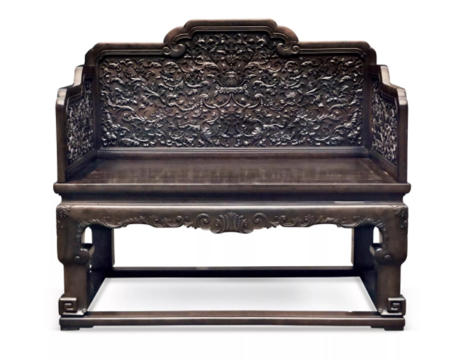 清乾隆 紫檀雕西番蓮&ldquo;慶壽&rdquo;紋寶座