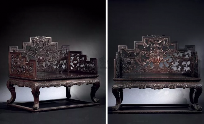 清乾隆 紫檀透雕巴洛克風格寶座