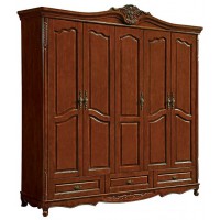 華夏國(guó)康美式復(fù)古胡桃色系列五門衣柜816#