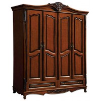 華夏國(guó)康美式復(fù)古胡桃色系列四門衣柜816#