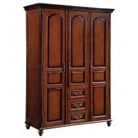 華夏國康美式復(fù)古胡桃色系列三門衣柜819#