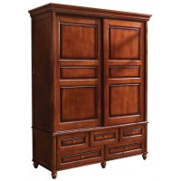 華夏國康美式復(fù)古胡桃色系列兩門推拉衣柜828#