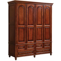 華夏國康美式復(fù)古胡桃色系列四門衣柜826#