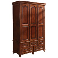 華夏國康美式復古胡桃色系列三門衣柜826#