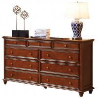 華夏國康美式復古胡桃色系列九斗柜001#